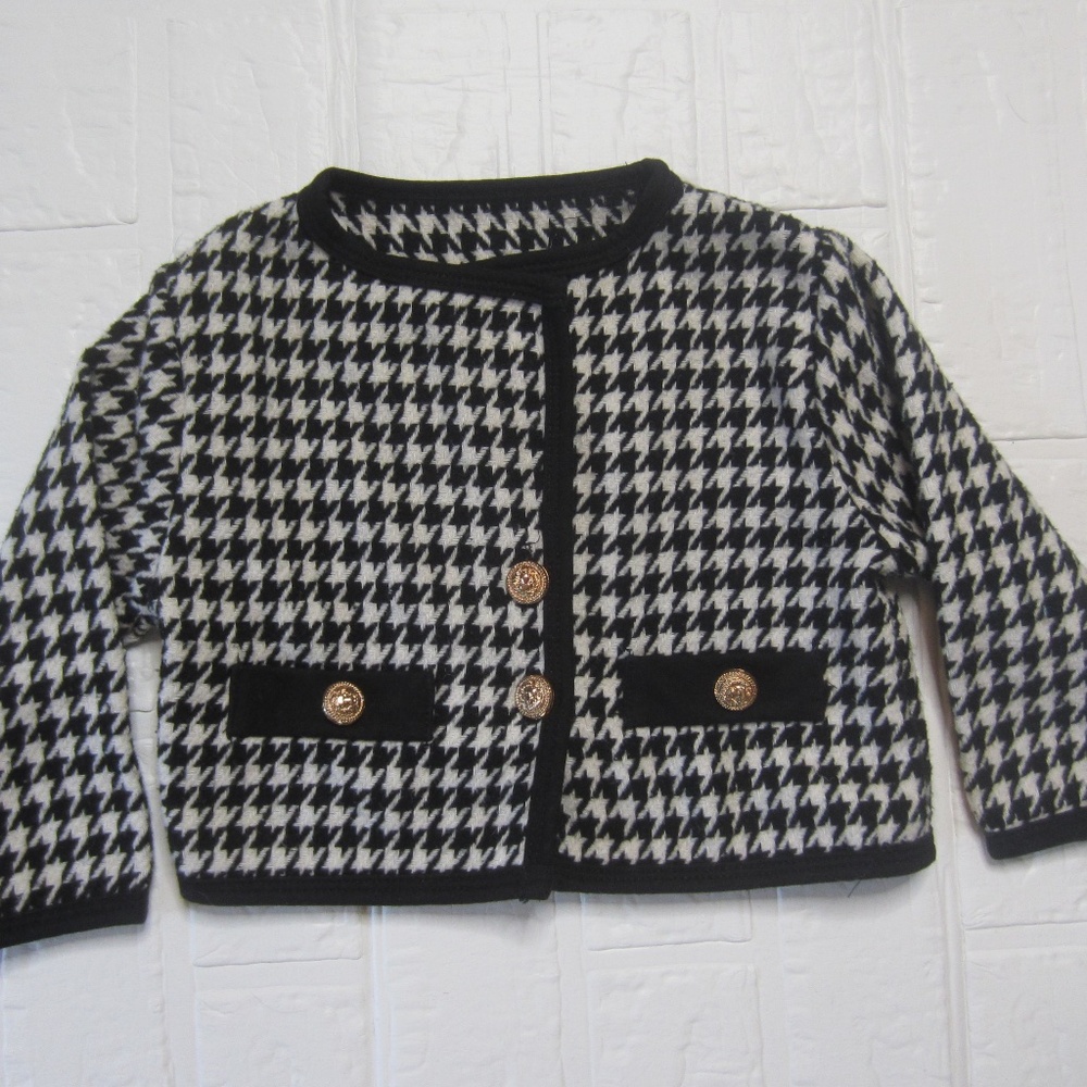 Chic houndstooth knit jacket - 2T